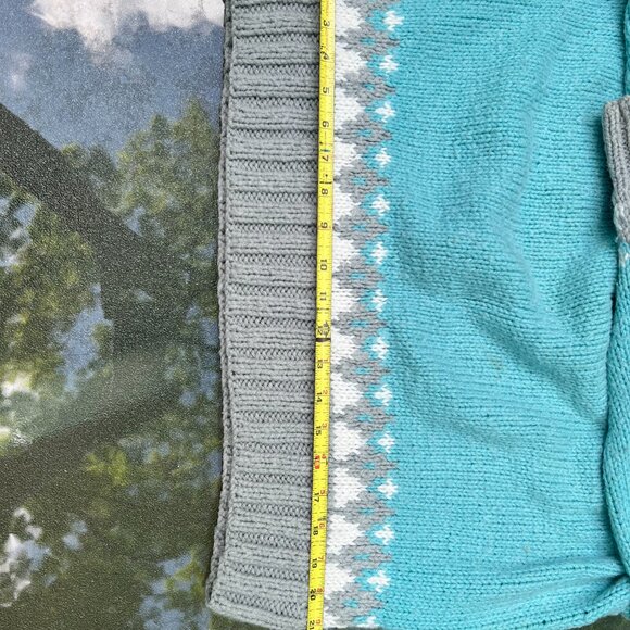 Vintage Handmade Sweater – Icelandic Fair Isle Knit 90s Blue Gray (M/L) - Picture 4 of 6